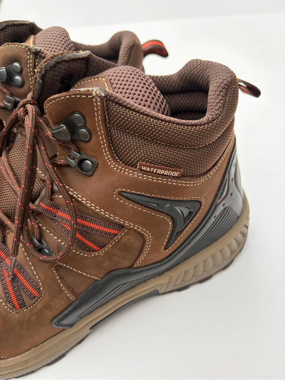 Orthofeet Ridgewood Men 12 D Brown Waterproof Leather Hiking Boots Orthopedic
